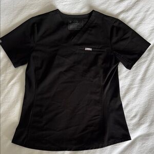 FIGS Women’s Black V-Neck Short Sleeve Scrub Top